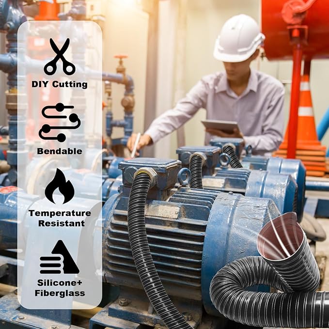 NOWBALL 2.5in Automotive Air Duct Hose, Length 1 Meter-3.3ft, 2.5" Silicone Flexible Cooling Ducting, 63mm High Heat Brake Exhaust Hose for Car, Garage, Dryer Air System Black