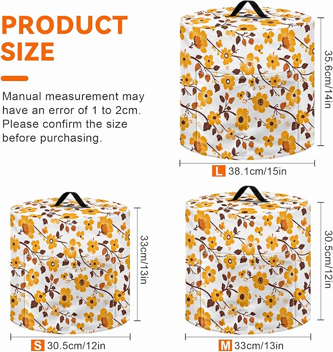 Kitchen Appliance Accessories Dust Cover for 3-6-8 Quart Instant Pot, Pressure Cooker, Air Fryer & Crock Pot,Decorative Appliance Cloth Cover with Top Handle & Storage Pockets (Orange, 6 Quart)