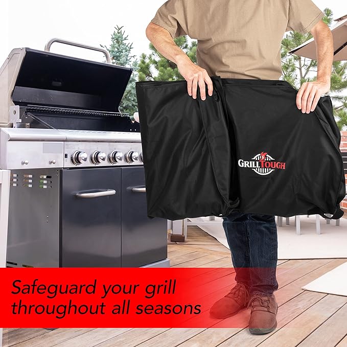 Heavy Duty BBQ Grill Cover for Outdoor Grill, 30 Inch – Waterproof, Weather Resistant, UV & Fade Resistant with Adjustable Straps – Gas Grill Cover for Weber, Genesis, Charbroil, etc. Black