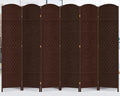 Duraspace 6 Panels Room Divider 6 FT Tall Weave Fiber Freestanding Double Hinged Extra Wide Folding Screen for Patio Privacy (Brown)
