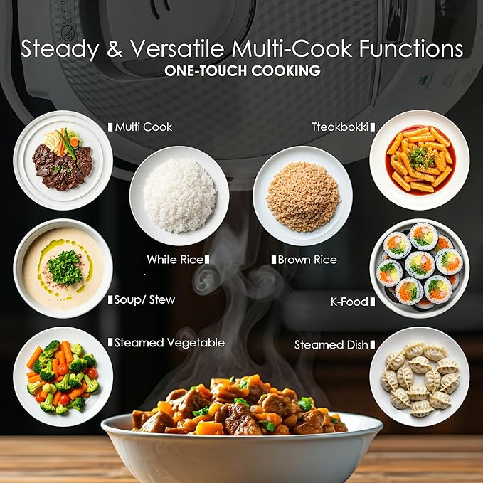 MAGiC COM multi-Functional Digital Rice Cooker 10 Cup Uncooked (20 Cup Cooked), 15-in-1 Programmable Electric Rice & Grain Cooker with Auto Clean, Non-Stick Pot, Steamer Basket, 24H Delay Timer, and Auto Keep Warm(White)