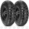 TICONN 10" Solid Tires, 2 Pack Flat Free 4.10/3.50-4'' Wheels with 5/8” Axle Bore Hole and Double Sealed Bearings (Black, 2PK)