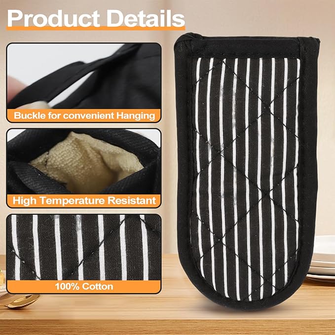 4PCS Cast Iron Pan Handle Covers Sleeve Holders - Heat Resistant Cotton Pan Pot Handle Covers, Non-Slip Hot Handle Covers, Machine Washable Handle Mitts for BBQ and Baking Supplies