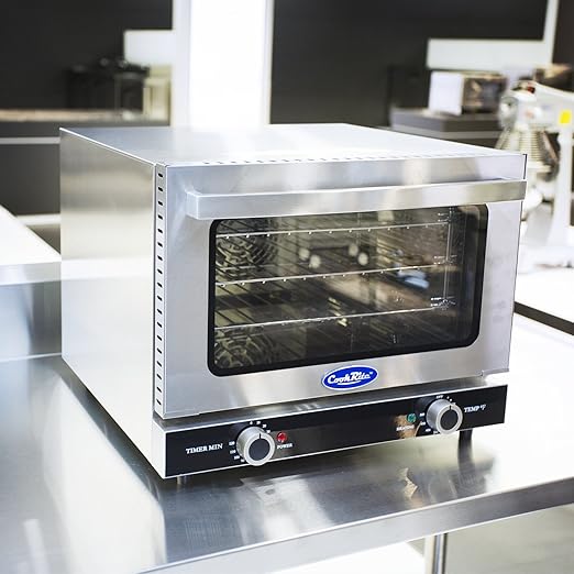 Atosa CookRite CTCO-25 Countertop Electric Convection Oven for Hotel Diner Baking | 15"H x 18 3/4"W x 19 3/4"D | Stainless Steel, Manual Control, 120V, 1440W | (Includes: Water Line Connection Kit)