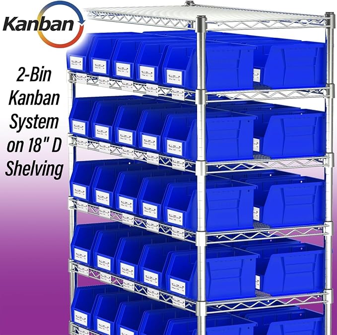 Akro-Mils 30237 AkroBins Plastic Storage Bins, Space-Saving Stackable Bins for Garage, Pantry, Craft Organization, 9-" x 6-" x 5-", Blue, 12-Pack
