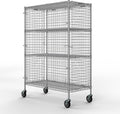 18" W x 60" L x 69" H Heavy Duty Utility Commercial Grade Metal Storage NSF Unit | Chrome Mobile Security Wire Cage Kit