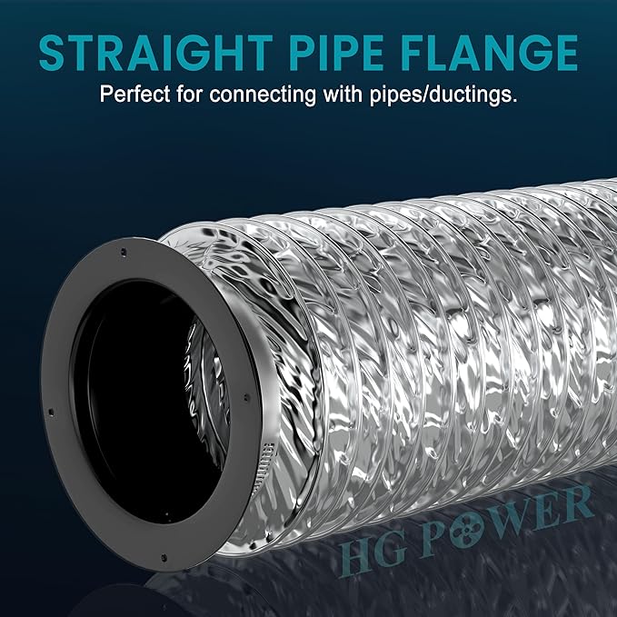 3 Inch Duct Connector, HG Power 2-Pack 75mm ABS Straight Pipe Flange for 3" Ducting Pipes Hoses Heating Cooling HVAC Ventilation Use, Black