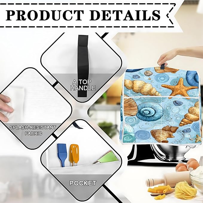 Mixer Dust Cover for 6-8 Qt Stand Mixer, Cloth Cover with 2 Storage Pockets for Stand Mixer Protective Covers Large for 6-8 Quart Mixer