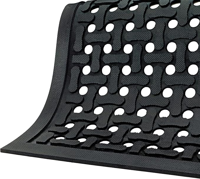 M+A Matting Comfort Flow Anti Fatigue Mat - Grease Proof, Oil Proof, Odor Resistant, Lightweight Commercial Kitchen Mat for Wet Areas – Black (3' x 9')