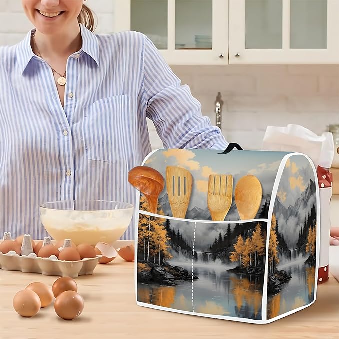 Mixer Dust Cover for 6-8 Qt Stand Mixer, Cloth Cover with 2 Storage Pockets for Stand Mixer Protective Covers Large for 6-8 Quart Mixer