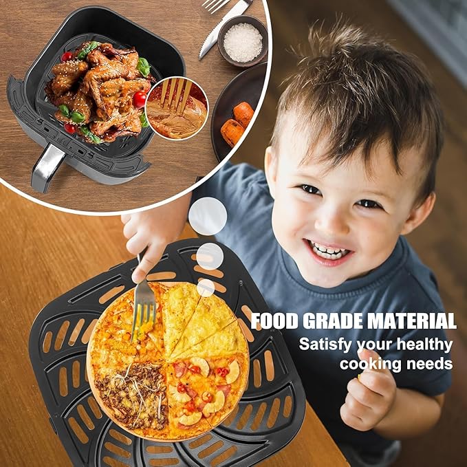 GWY Air Fryer Replacement Tray for Gourmia GAF856 GAF826 Air Fryer, Nonstick 9.8''*9.8'' square Air Fryer Replacement Parts Rack Grill Pan Grill Plate Crisper Plate for Gourmia 8QT Air Fryer
