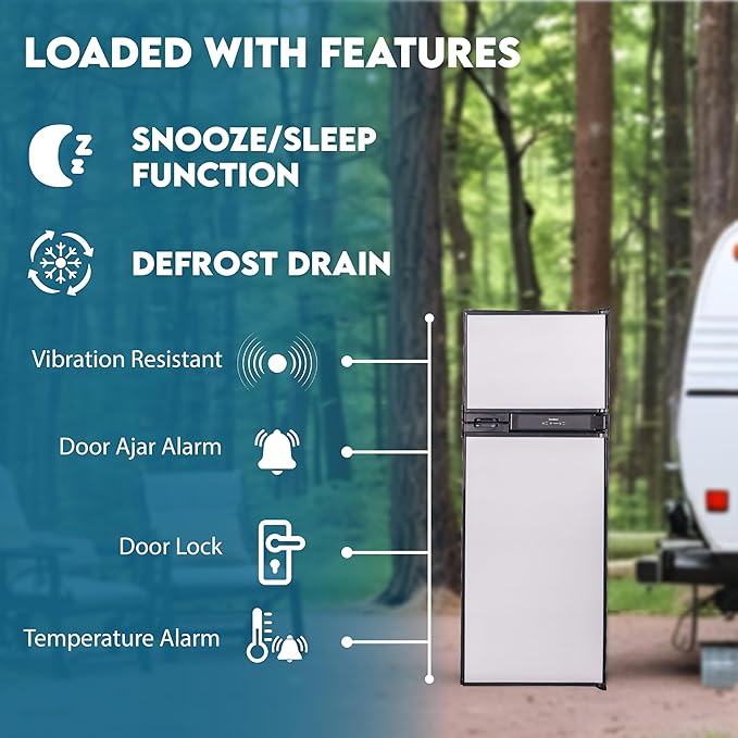 Conserv 12V DC 10 cu.ft. Built-in Top Freezer Energy Efficient Refrigerator – for RVs, Camper Vans, Tiny Homes & Off-Grid Living with LED Light, Lock, Adjustable Shelves, Reversible Door