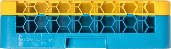 CFS RG49-1C411 OptiClean 49 Compartment Glass Rack with 1 Extender, 5.56", Polypropylene, Yellow/CFS Blue