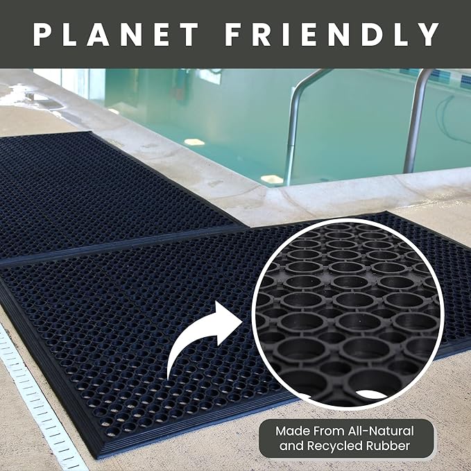 Envelor Anti Fatigue Mat Rubber Floor Mats Door Mat Non Slip Drainage Mat for Entryway, Kitchen, Restaurant, Garage, Heavy Duty Use Doormat, Commercial Floor Mat Industrial 24 x 36 Inches