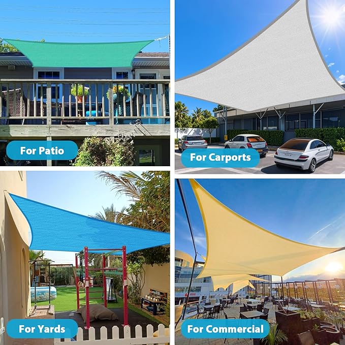 Amagenix Sun Shade Sail 5X5 Curved Edge Outdoor Shade Canopy Dark Green Breathable 95% UV Block Shade Cloth for Patio Garden Backyard (We Make Custom Size)