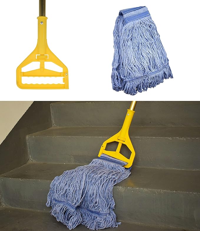 Mop Head Replacement Commercial Heavy Duty String Blue Wet Mop Heads for 3 Typs Commercial Mop Handle(6,Medium,Weight 16oz)