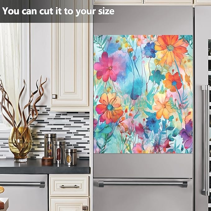 Colorful Beautiful Flowers Dishwasher Magnet Cover Sticker Magnetic Refrigerator Panel Front Door Fridge Microwave Decal Decorative