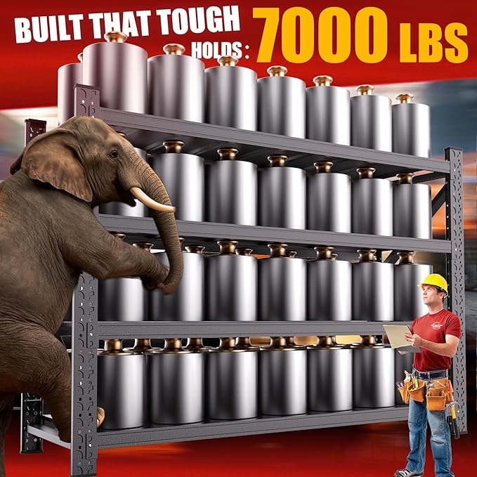 7000LBS Storage Shelves Heavy Duty, Metal Storage Shelves 4 Tier Units Adjustable Utility Rack Shelf, Heavy Duty Garage Racks Shelving for Basement, Industrial, Garage Shelving 71" W x 24" D x 70" H