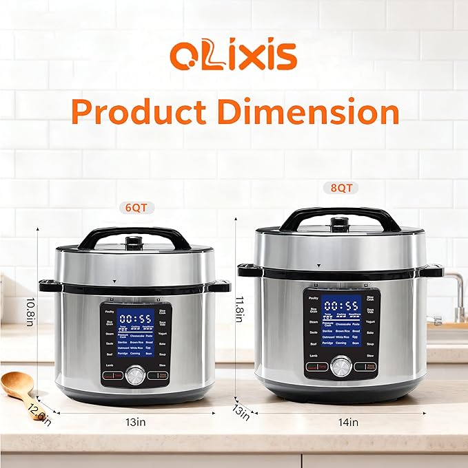 OLIXIS Electric Pressure Cooker 6.34Quart, 24 Functions in 1, Stainless Steel Pressure Cooker for Canning, Slowcook, Yogurt, Steam, Rice Grain, Soup, Bean, Poultry, Beef, Bake, Stew, Porridge