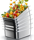 WantJoin Steam Table Hotel Pans 1/2 Half Size 4 Inch Deep 6 Pack, Stainless Steel Metal Tray Sets Food Storage Container for Restaurant Chafing Dishes Commercial Buffet Warmer Catering Supplies