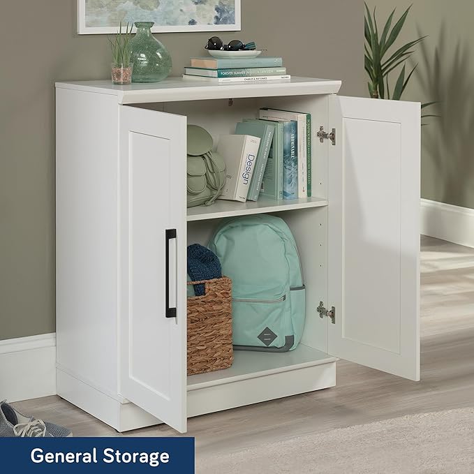 HomePlus Small Kitchen Pantry Storage Cabinet with Adjustable Shelves, Living Room Storage Cabinet, Soft White Finish