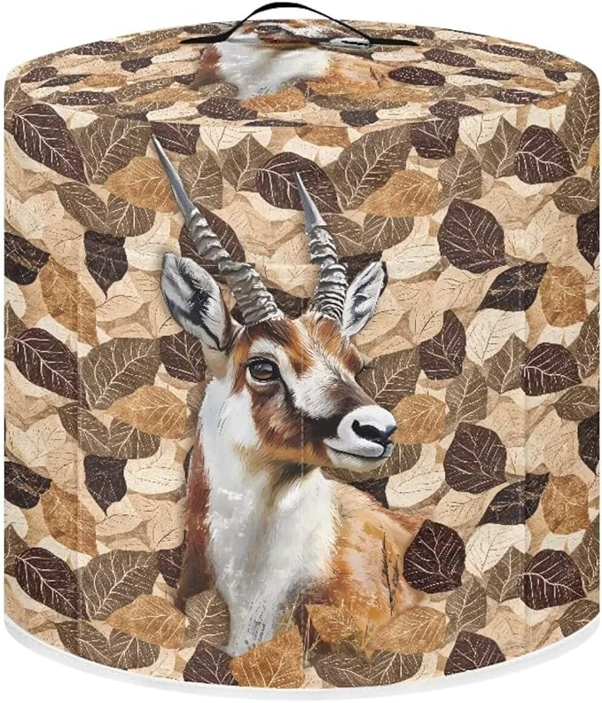 TODIYADDU Retro Leaf Elk Pressure Cooker Cover for Women Trendy Instant Pot Cover with Top Handle and Pocket Kitchen Appliance Cover Dust Cover for 3 Quart Instant Pot and Extra Accessories, L