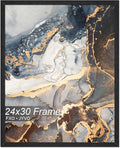 Engineered Wood 24x30 Frame, Black Picture Frame for 24 x 30 Inch Poster Puzzle Photo, Light Weight 24 by 30 Poster Frame with Wood-grain for Wall - 1 Pack/Black/24 x30