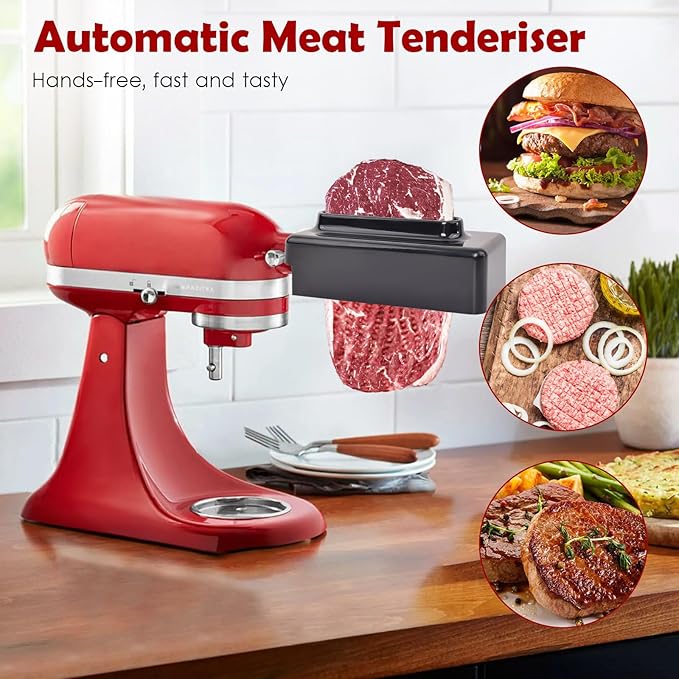 Meat Tenderizer for Kitchenaid Mixer, Meat Tenderize Attachment for Kitchenaid Stand Mixer with Stainless Gears, Black