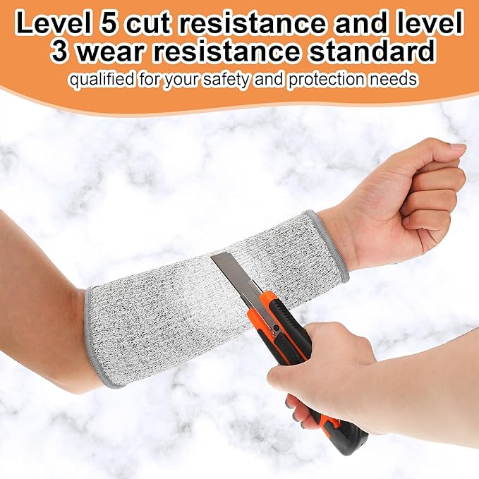 Neer 4 Pair Protective Arm Sleeves for Thin Skin Anti-Cut Burn Resistant Cover Forearm Sleeve for Cooking Construction(Gray, Blue, 7.9 Inch)