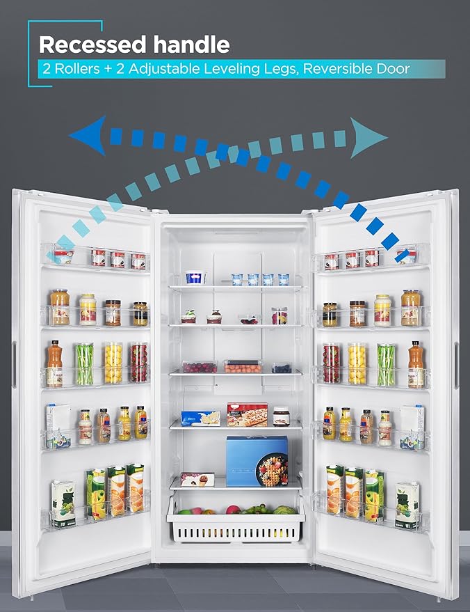 BLACK+DECKER 21.2 Cu. Ft. Convertible Freezer Refrigerator, Upright Freezer with Glass Shelves, Reversible Door, ENERGY STAR rated, Frost Free, BUC2120MW, White