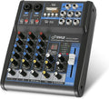 Pyle Professional 4 Channel Audio Mixer with Bluetooth - DJ Sound Board - USB Computer Input - Built-in MP3 Player - 48V Phantom Power - 3 Band EQ - 16-Bit DSP FX - Band, Studio Ready - PMXU43BT