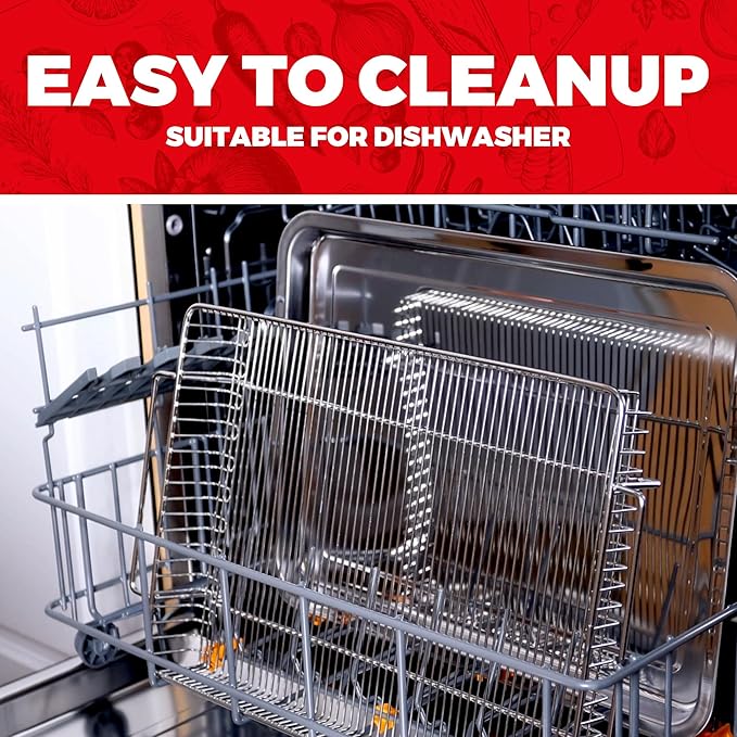 Air Fryer Basket for Oven, Air Fryer Basket and Stainless Steel Baking Tray Pant Oven Air Fryer Pan Rack for Cooking Baking Dishwasher and Broiling (15.9 in * 9.8 in &14.9 in * 11 in)