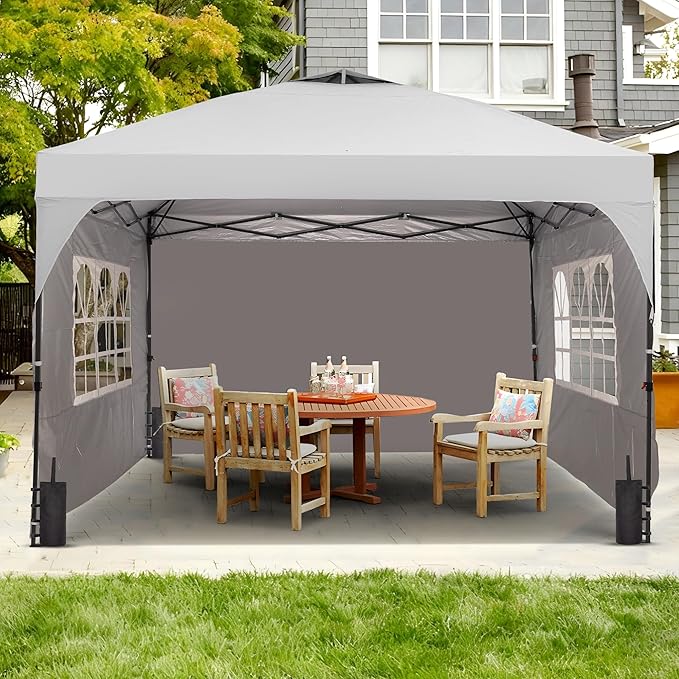 Saemoza 12x12 Pop Up Canopy Tent with One Push Setup, Outdoor Sun Shade Canopy with Vent Top for Backyard Party, Easy Up Instant Shelter with 4-Sandbags & Wheel Bag, White.