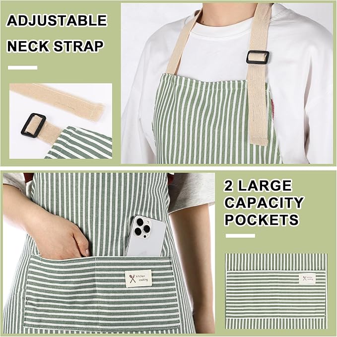 Janmercy 24 Pcs Aprons for Women Men with 2 Pockets Linen Cooking Kitchen Apron Adjustable Bib Chef Apron Bulk Aprons Unisex