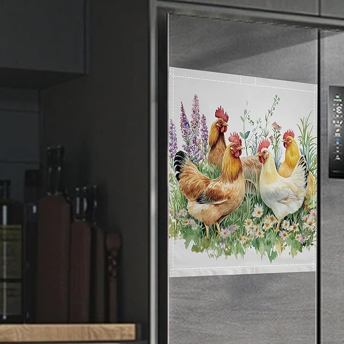 Magnetic Dishwasher Cover,Chicken Rooster Grass Reusable Dishwasher Magnetic Cover Decorative Door Covers Panel for Home Kitcen 23" x 26"
