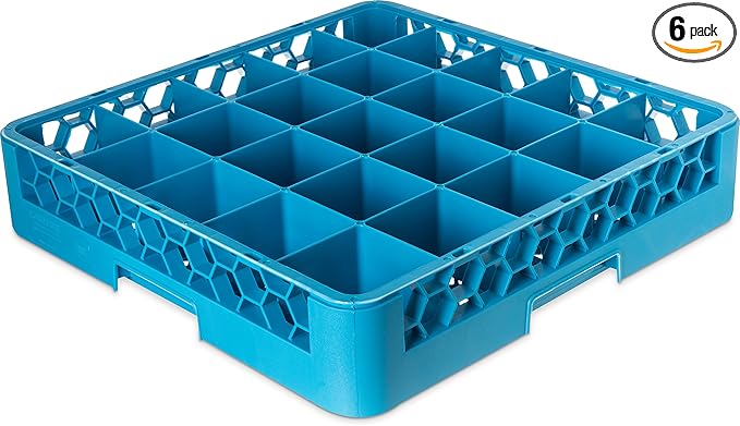 Carlisle FoodService Products RG2514 OptiClean 25 Compartment Glass Rack, 3.5" Compartments, Blue (Pack of 6)