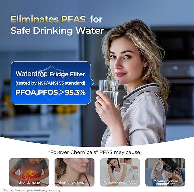 Waterdrop Plus DA97-17376B Water Filter, Replacement for Samsung® HAF-QIN/EXP, DA97-08006C, NSF/ANSI 401&53&42&372 Certified Refrigerator Water Filter, 3 Filters (Package may vary)