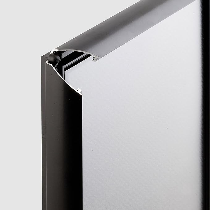 M&T Displays Opti Snap Poster Frame 8.5x11 Inch Black 1" Aluminum Profile Front Loading Wall Mounting Photo Picture Document Certificate Sign Holder Mitered Corner Anti Glare Cover (2 pack)