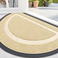 OLANLY Half Circle Door Mat Indoor Outdoor Entrance Welcome, Waterproof All-Season, All-Weather Doormat, Sturdy Natural Rubber, Low Profile, Easy Clean Patio Porch Entryway Mat, 59x34, Beige