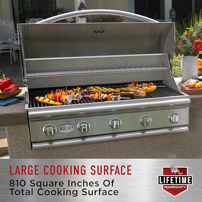 Bull Outdoor Products BBQ 47628 Angus 75,000 BTU Grill Head, LP, 304 Stainless Steel, 4 Burners, 810 sq. Inches, Twin Lights, Rotisserie Kit
