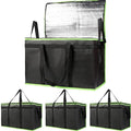 Bodaon 4-Pack Cooler Insulated Food Delivery Bag, Rideshare Delivery Bag, XXX-Large Thermal Bags for Catering/Hot Pizza, Travel/Camping/Picnic/Grocery Reusable Warmer Frozen, Black-Green Edge