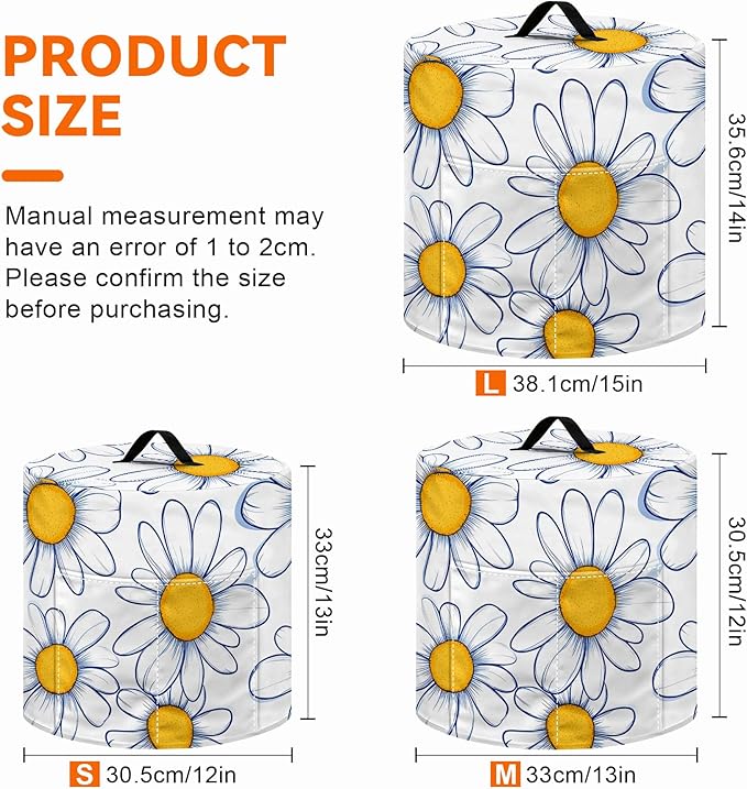 Kitchen Appliance Accessories Dust Cover for 3-6-8 Quart Instant Pot, Pressure Cooker, Air Fryer & Crock Pot,Decorative Appliance Cloth Cover with Top Handle & Storage Pockets (Daisy, 8 Quart)