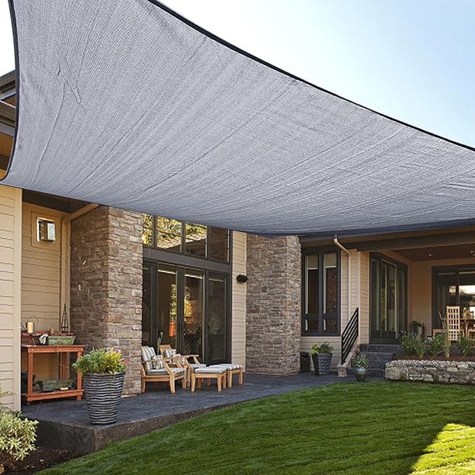 LOVE STORY Custom Size 13' x 16' Silver Sun Shade Sail Canopy Commercial Rectangle Sail Shade Fabric for Patio Garden Backyard Pool (Customized)