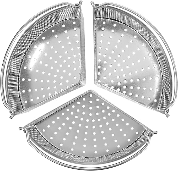 Restaurantware Steamer Basket for Cooking Pot 3-Piece Stainless Steel Trio Separator Perforated Steam Basket Divider for Cooking Veggies, Dumplings, Eggs, Seafood, Pasta, Pressure Cooker