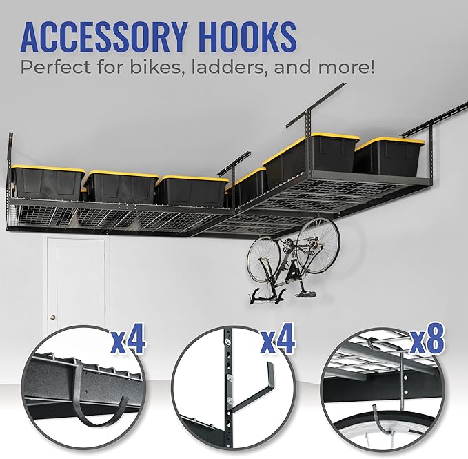SafeRacks 4ft x 8ft Overhead Garage Storage Rack 2 Rack Pack
