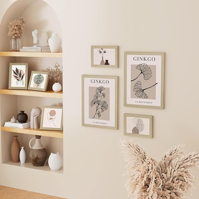 Vittanly 4x6 Picture Frame, Solid Wood Frame with Plexiglass, Includes 3.5x5 Mat, Wall Hanging or Tabletop for Photos, Home Decor, Light OAK, 1 Pack