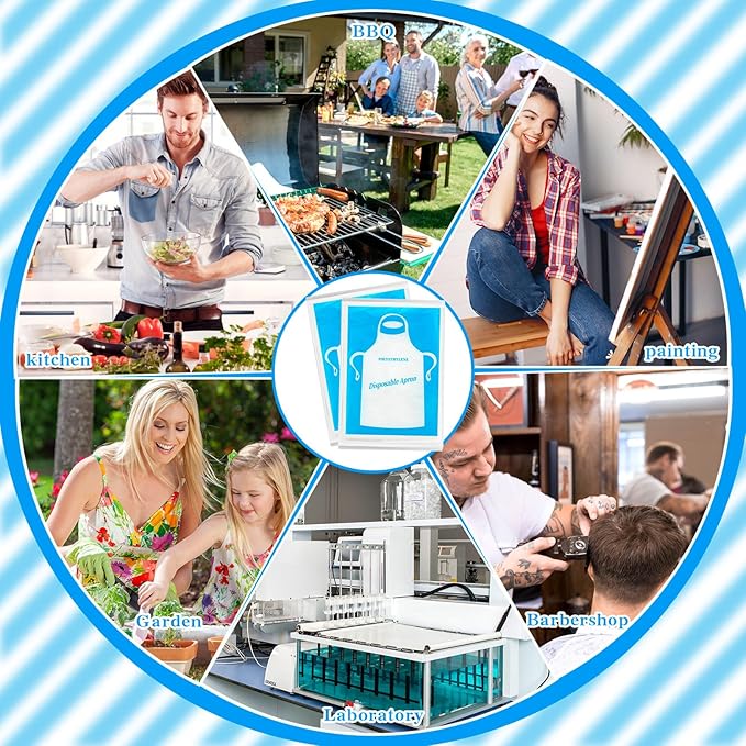 200Pcs Disposable Aprons for Adults, Plastic Aprons for Cooking, Waterproof Apron for Adults Painting Housework Picnic Party Etc