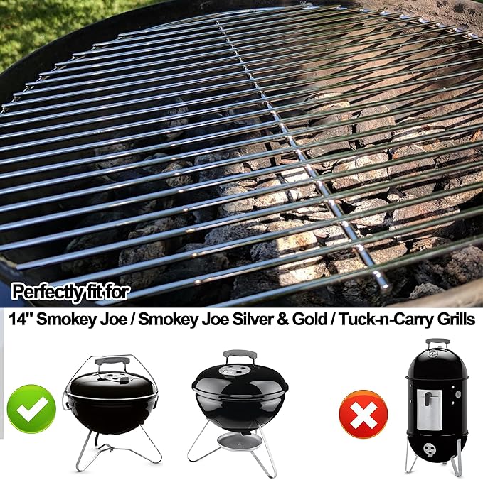 Accessories Kit for Weber 14'' Smokey Joe/Smokey Joe Silver and Gold and Tuck-n-Carry Grills,Cooking Grate and Charcoal Grate Replacement Parts for Weber 7431 7439