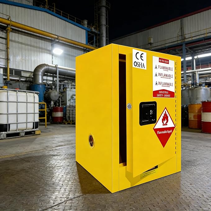 26" H × 21" W ×21" D Hazardous Material Flammable Storage Cabinets, Adjustable Shelf Steel and Ground Cable Storage Cabinet, for Explosion Proof Chemical Cabinet Yellow