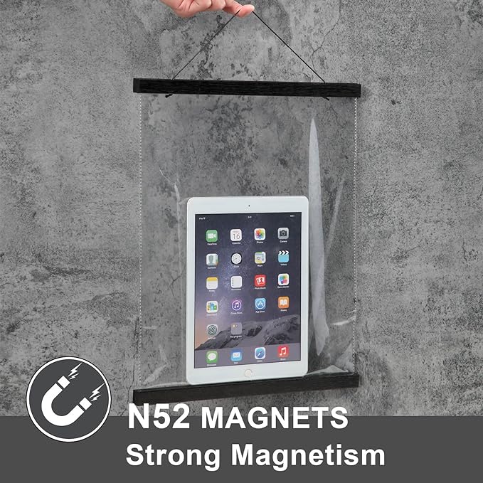 WITCOLOR Magnetic Poster Hanger Frame, 14 Inch Wide Black Wood Magnet Poster Frame for Posters, Prints, Photos, Pictures, Maps, Scrolls, and Canvas Artwork